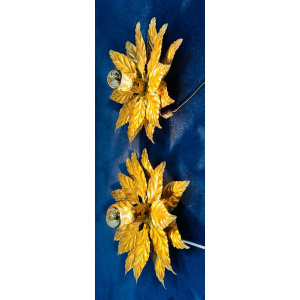Hollywood Regency Style Gold-gilded Floral Wall Lights, 1980s