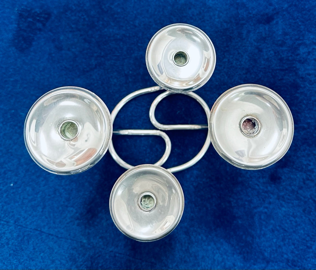 Mid Century Intertwining Minimalist Design Silver Candleholder
