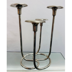 Mid Century Intertwining Minimalist Design Silver Candleholder