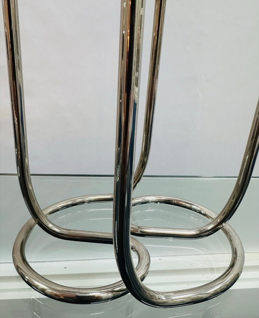 Mid Century Intertwining Minimalist Design Silver Candleholder