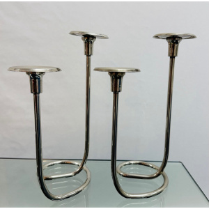 Mid Century Intertwining Minimalist Design Silver Candleholder