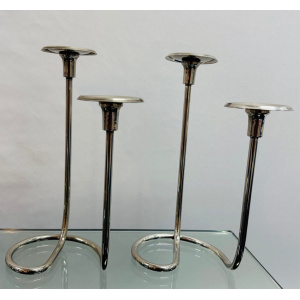 Mid Century Intertwining Minimalist Design Silver Candleholder