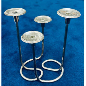 Mid Century Intertwining Minimalist Design Silver Candleholder