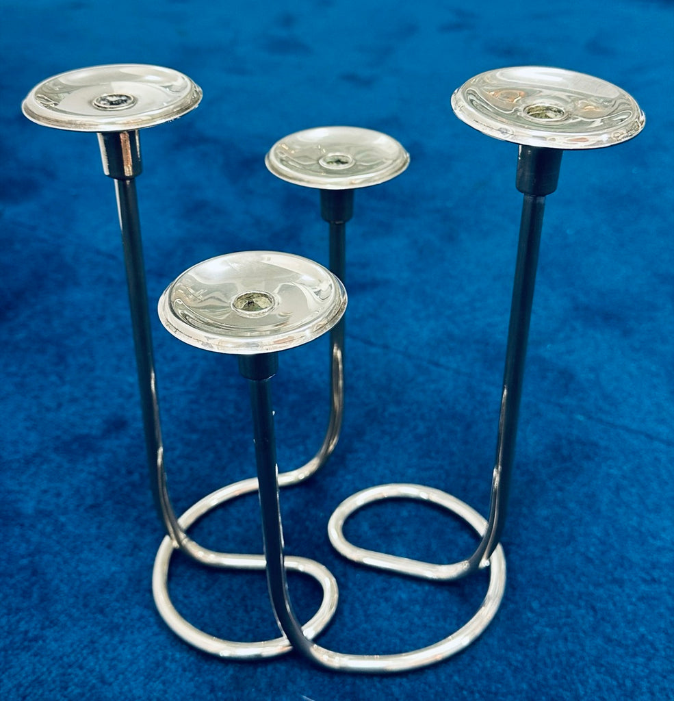 Mid Century Intertwining Minimalist Design Silver Candleholder
