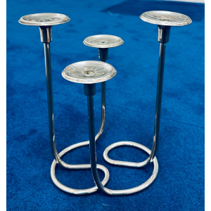 Mid Century Intertwining Minimalist Design Silver Candleholder