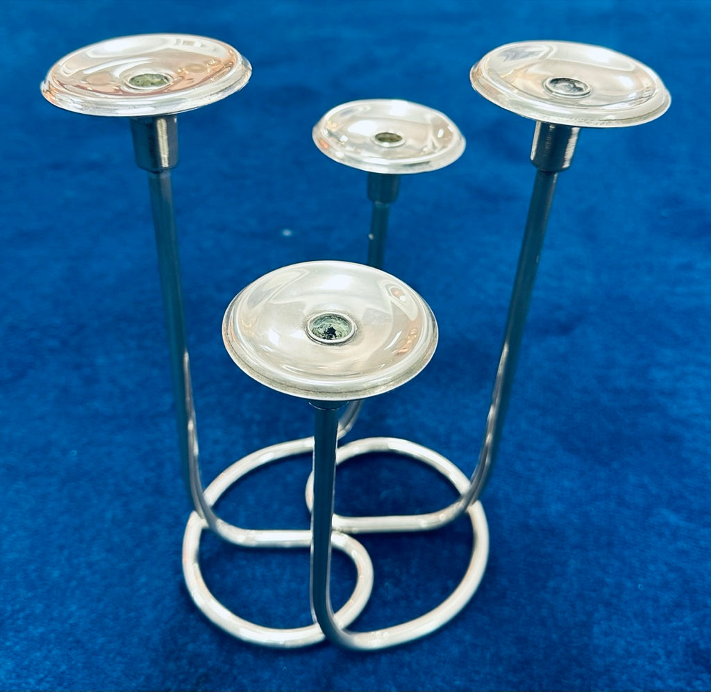 Mid Century Intertwining Minimalist Design Silver Candleholder
