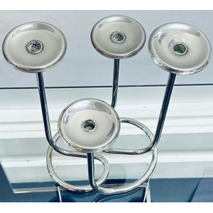 Mid Century Intertwining Minimalist Design Silver Candleholder