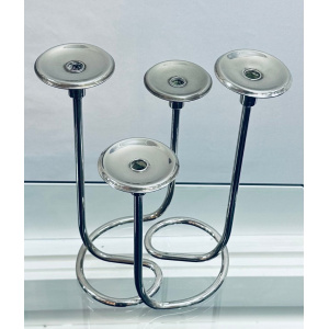 Mid Century Intertwining Minimalist Design Silver Candleholder