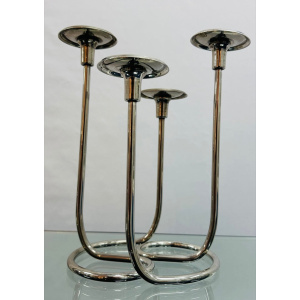 Mid Century Intertwining Minimalist Design Silver Candleholder