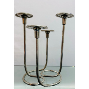Mid Century Intertwining Minimalist Design Silver Candleholder