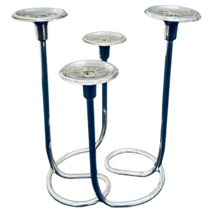 Mid Century Intertwining Minimalist Design Silver Candleholder