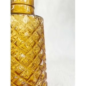 Rossini Genie Bottle Decanter In Empoli Glass With Stopper In Amber Harlequin Pattern