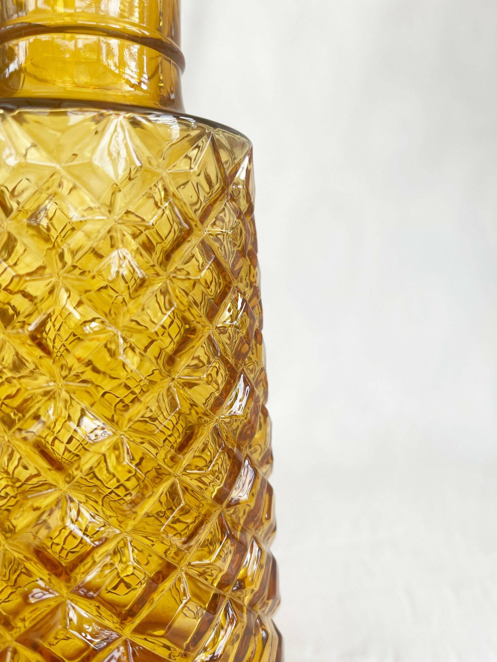 Rossini Genie Bottle Decanter In Empoli Glass With Stopper In Amber Harlequin Pattern