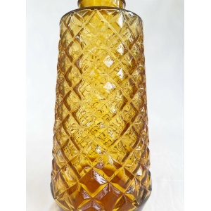Rossini Genie Bottle Decanter In Empoli Glass With Stopper In Amber Harlequin Pattern