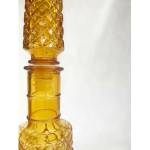 Rossini Genie Bottle Decanter In Empoli Glass With Stopper In Amber Harlequin Pattern