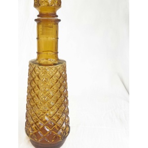 Rossini Genie Bottle Decanter In Empoli Glass With Stopper In Amber Harlequin Pattern