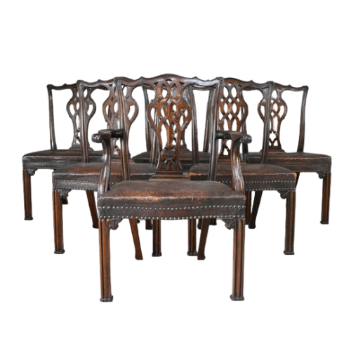 Set 6 Chippendale Revival Dining Chairs