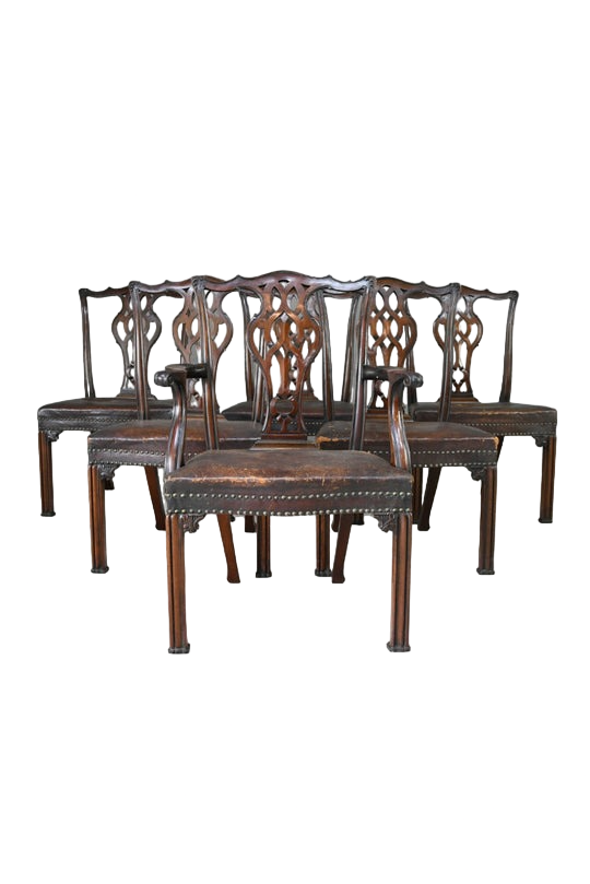 Set 6 Chippendale Revival Dining Chairs