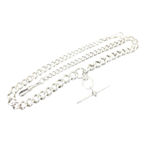 Solid Silver, 71.1g Albert Chain, Birmingham 1920 by Herbert Bushell & Sons