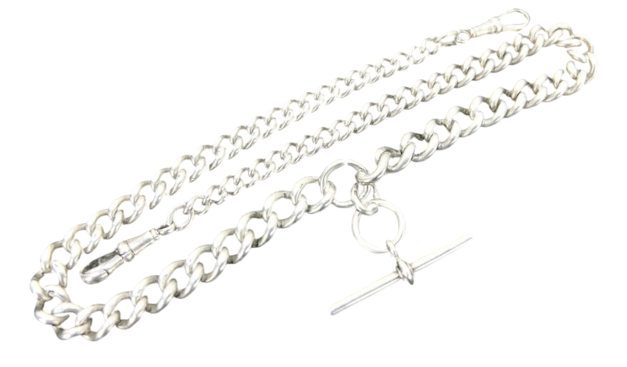 Solid Silver, 71.1g Albert Chain, Birmingham 1920 by Herbert Bushell & Sons