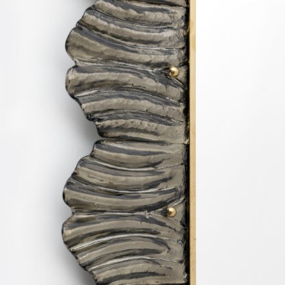 Mid-Century Modern Italian Brass and Leaves Murano Glass Wall Mirror - Image 5