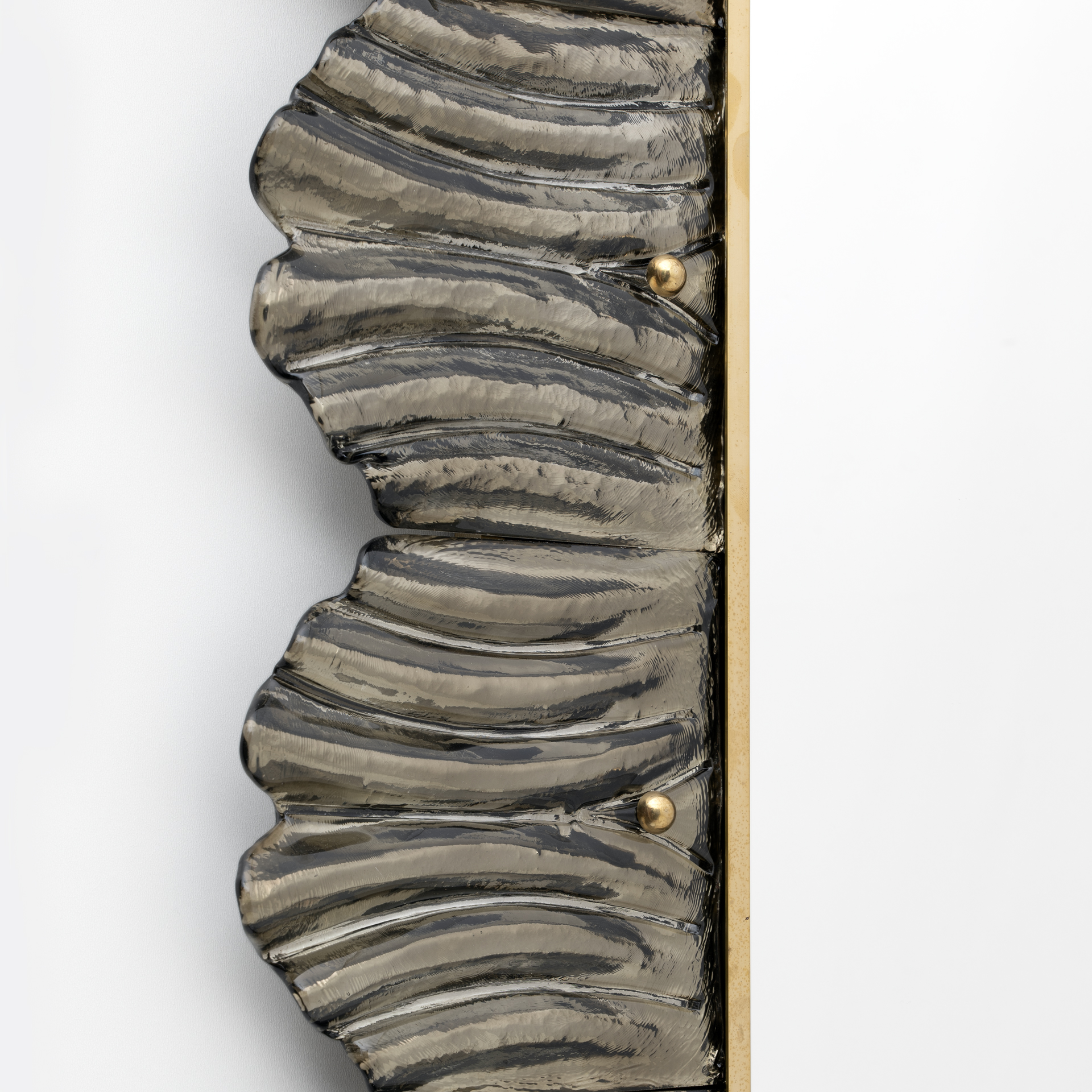 Mid-Century Modern Italian Brass and Leaves Murano Glass Wall Mirror