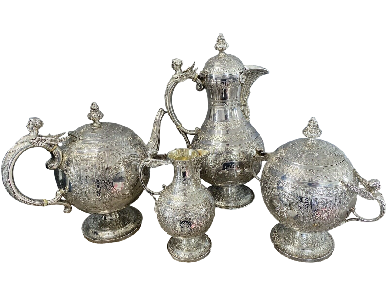 Stunning 4 Piece Silver Tea Set By George & Michael Crichton, Edinburgh 187677
