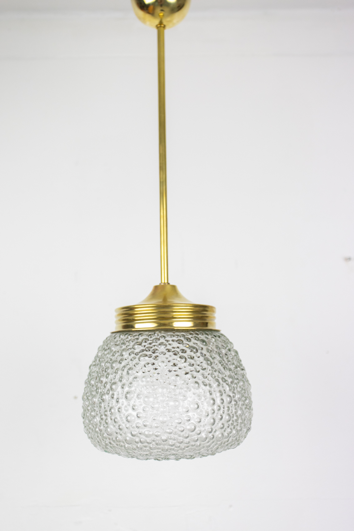 Vintage ‘Bubble’ Shaped Glass Pendant with Copper Parts