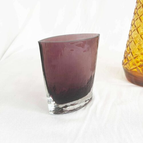Vintage Ruckley Amethyst Purple, Textured Envelope Style, Art Glass Vase
