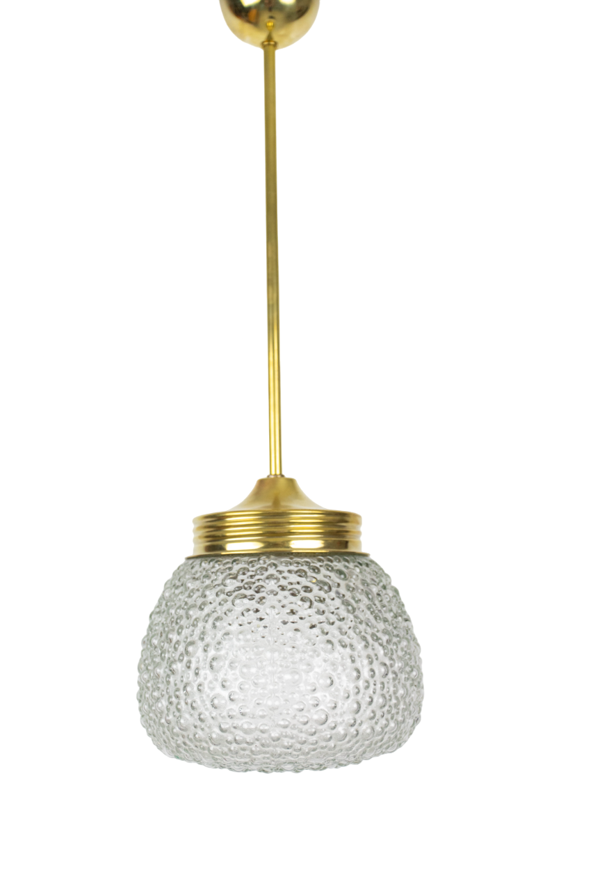 Vintage ‘Bubble’ Shaped Glass Pendant with Copper Parts