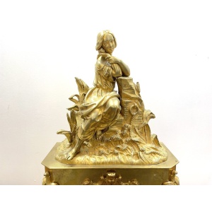 A fine, 19th Century French Empire, Gilt Mantel Clock by Raingo Freres