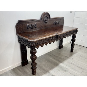 A Large Elizabethan Revival, Lion Mask Carved Console / Serving Table