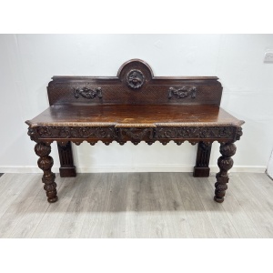 A Large Elizabethan Revival, Lion Mask Carved Console / Serving Table