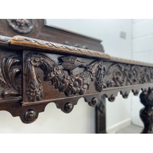 A Large Elizabethan Revival, Lion Mask Carved Console / Serving Table