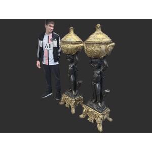 After Joseph d'Asté, Pair of Napoleon III Style, Gilt Bronze Jardinières