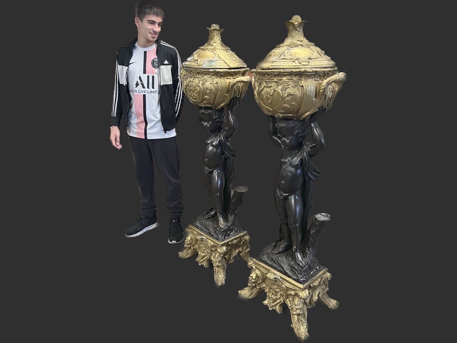 After Joseph d'Asté, Pair of Napoleon III Style, Gilt Bronze Jardinières