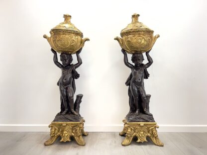 After Joseph d'Asté, Pair of Napoleon III Style, Gilt Bronze Jardinières - Image 3
