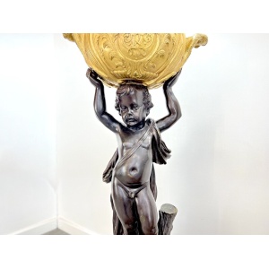 After Joseph d'Asté, Pair of Napoleon III Style, Gilt Bronze Jardinières