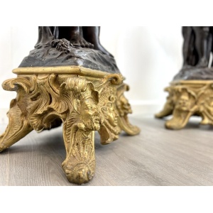 After Joseph d'Asté, Pair of Napoleon III Style, Gilt Bronze Jardinières
