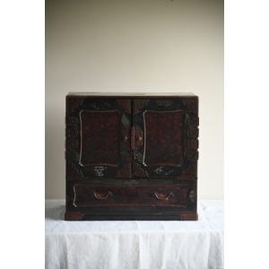 Antique Japanese Table Top Cabinet Storage Drawers