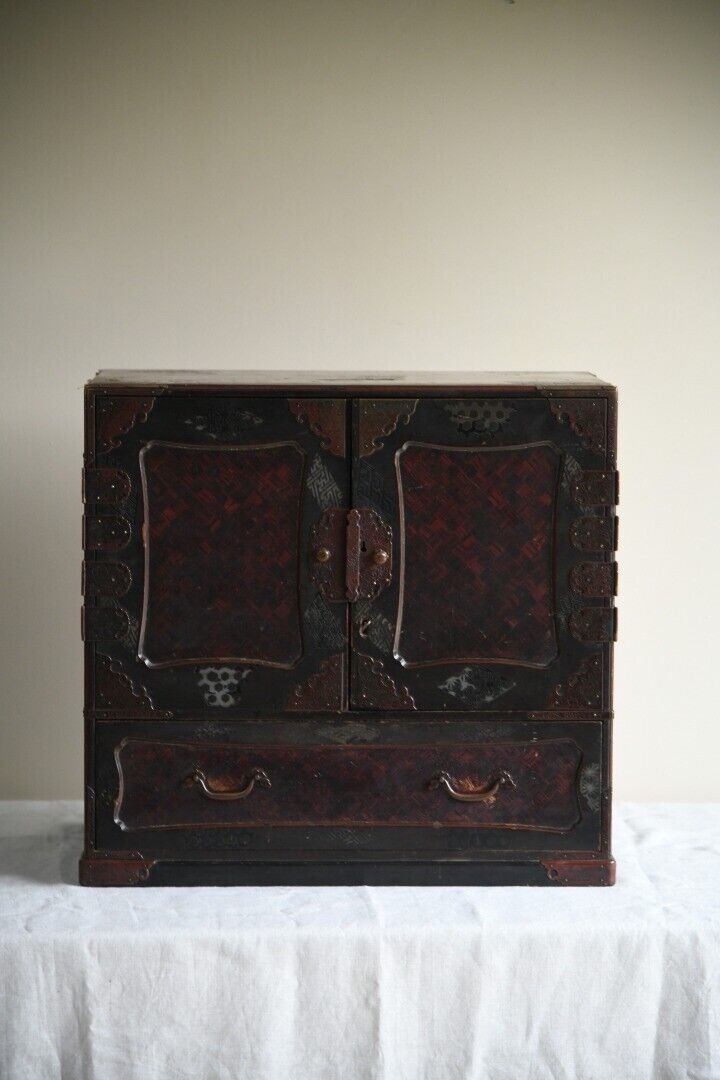 Antique Japanese Table Top Cabinet Storage Drawers