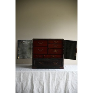 Antique Japanese Table Top Cabinet Storage Drawers