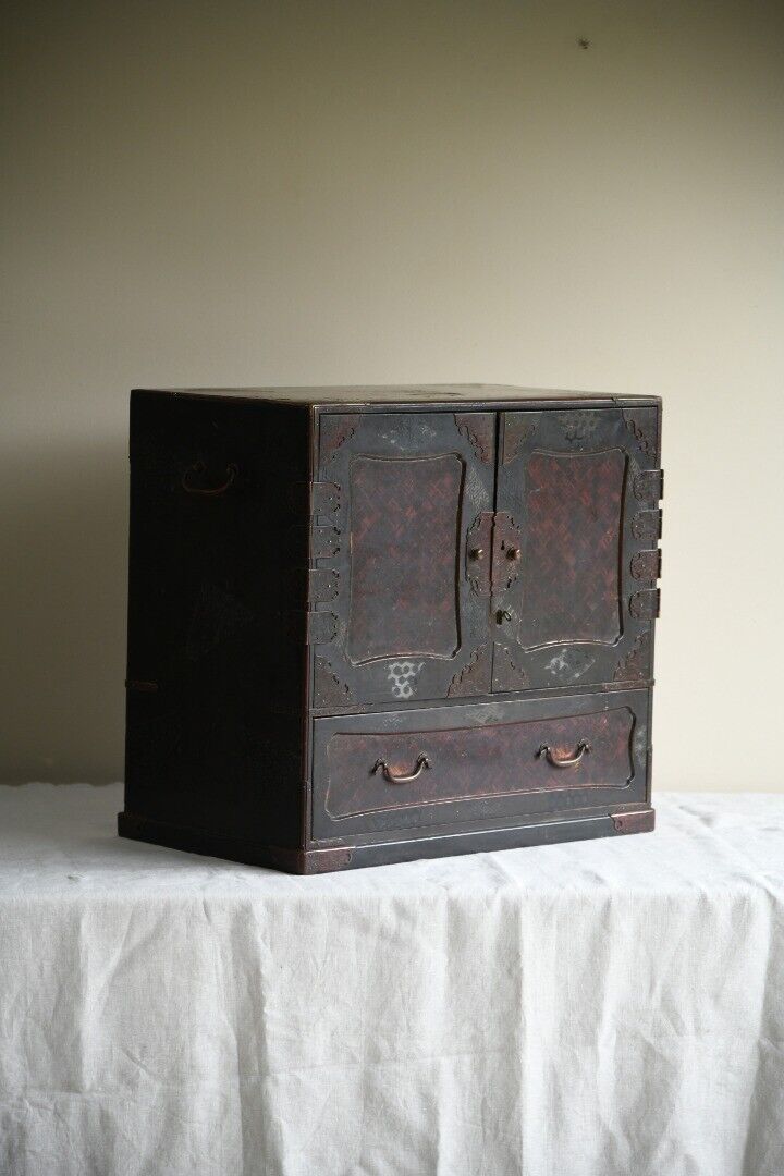 Antique Japanese Table Top Cabinet Storage Drawers