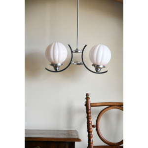 Antique Original Art Deco Chrome Pendant Light