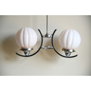 Antique Original Art Deco Chrome Pendant Light