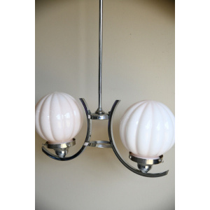 Antique Original Art Deco Chrome Pendant Light