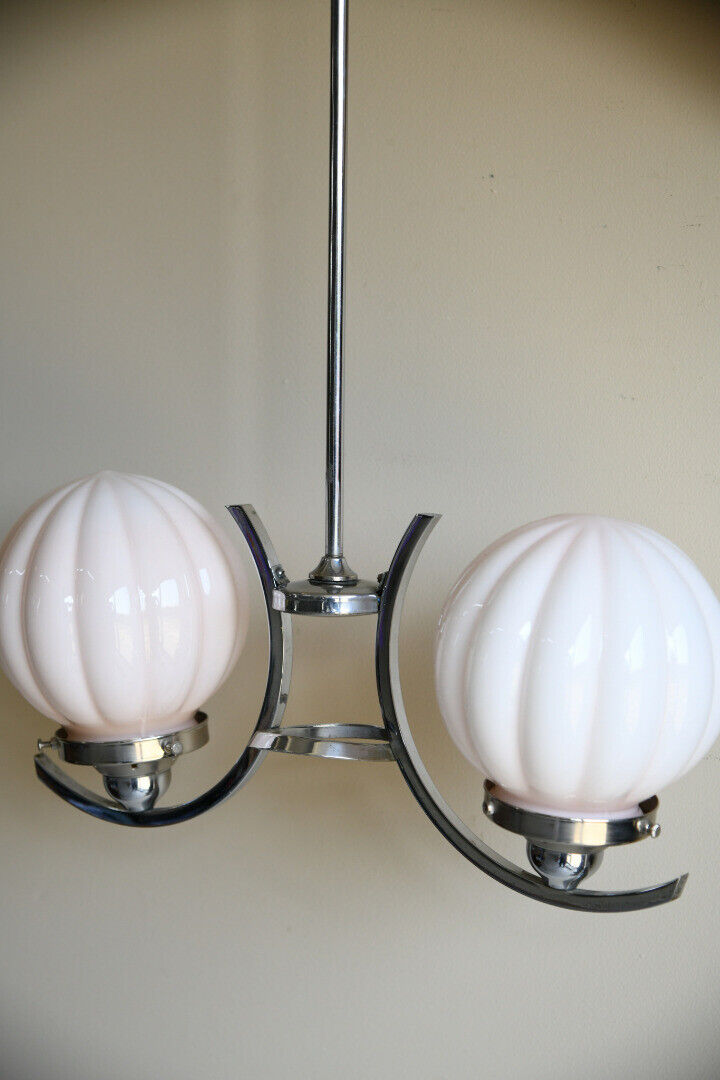 Antique Original Art Deco Chrome Pendant Light