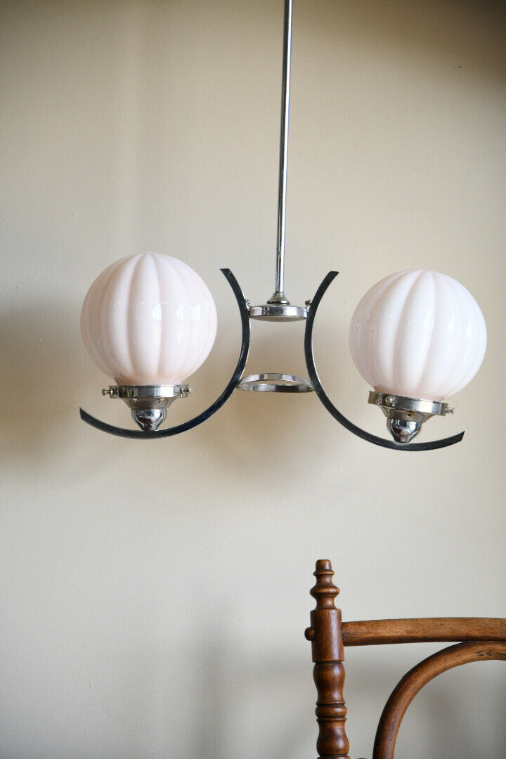 Antique Original Art Deco Chrome Pendant Light