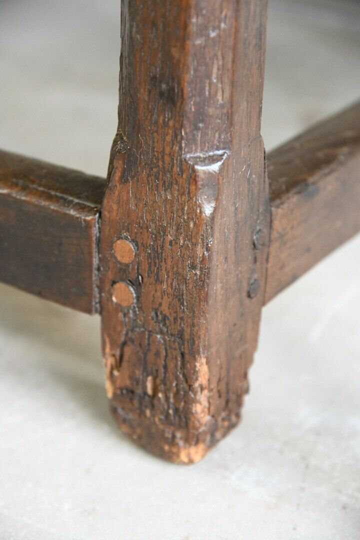 Antique Rustic Country Oak Side Occasional Table