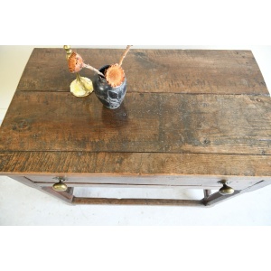 Antique Rustic Country Oak Side Occasional Table